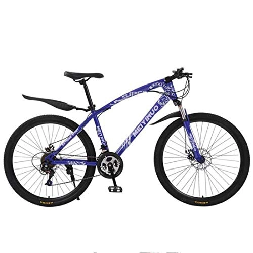Mountain Bike : GXQZCL-1 Mountain Bike, 26" Carbon Steel Frame Ravine Bicycles, Dual Disc Brake Front Suspension MTB Bike (Color : Blue, Size : 21 Speed)