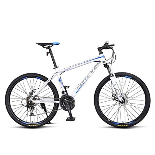 Mountain Bike : GXQZCL-1 Mountain Bike, 26inch Spoke Wheel, Carbon Steel Frame Hardtail Bicycles, Double Disc Brake and Front Fork MTB Bike (Color : White, Size : 27-speed)