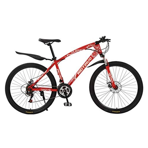 Mountain Bike : GXQZCL-1 Mountain Bike, 26inch Wheel Carbon Steel Frame Mountain Bicycles, Double Disc Brake and Front Fork MTB Bike (Color : Red, Size : 27-speed)