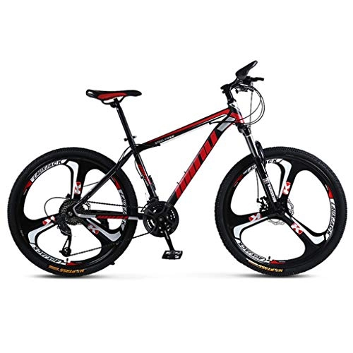 Mountain Bike : GXQZCL-1 Mountain Bike, Carbon Steel Hardtail Mountain Bicycles, Dual Disc Brake and Lockout Front Fork, 26inch Wheel MTB Bike (Color : Red, Size : 24-speed)