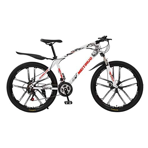 Mountain Bike : GXQZCL-1 Mountain Bike, Hardtail Mountain Bicycle, Dual Disc Brake and Front Suspension, 26inch Wheels MTB Bike (Color : White, Size : 27-speed)
