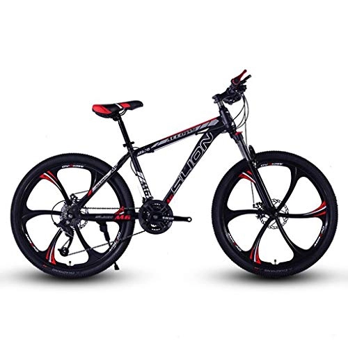 Mountain Bike : GXQZCL-1 Mountain Bike, Steel Frame Hardtail Mountain Bicycles, Dual Disc Brake and Front Suspension, 26inch Wheel MTB Bike (Color : Black+Red, Size : 24 Speed)