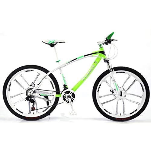 Mountain Bike : GXQZCL-1 Mountain Bikes, 26" Hardtail Bicycles, Carbon Steel Frame, Dual Disc Brake and Front Suspension, 21 24 27 speeds MTB Bike (Color : Green, Size : 24 Speed)