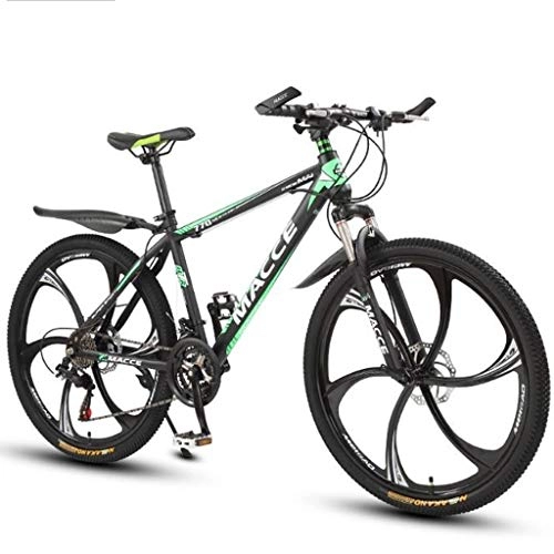 Mountain Bike : GXQZCL-1 Mountain Bikes, 26" Hardtail Mountain Bicycles with Dual Disc Brake and Front Suspension, Carbon Steel Frame MTB Bike (Color : Green, Size : 21 Speed)