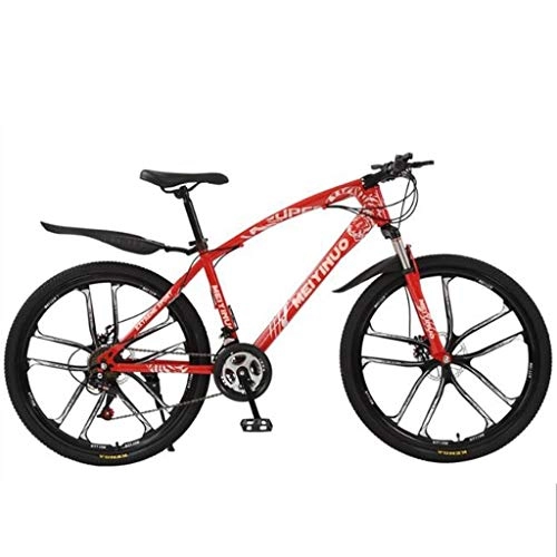 Mountain Bike : GXQZCL-1 Mountain Bikes, 26" Mountain Bicycles, with Dual Disc Brake and Front Suspension, 21 / 24 / 27 speeds, Carbon Steel Frame MTB Bike (Color : Red, Size : 24 Speed)