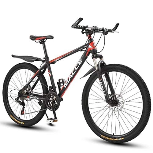 Mountain Bike : GXQZCL-1 Mountain Bikes, 26" Mountain Bicycles, with Dual Disc Brake and Front Suspension, Carbon Steel Frame, 21 Speed, 24 Speed, 27 Speed MTB Bike (Color : Red, Size : 24 Speed)