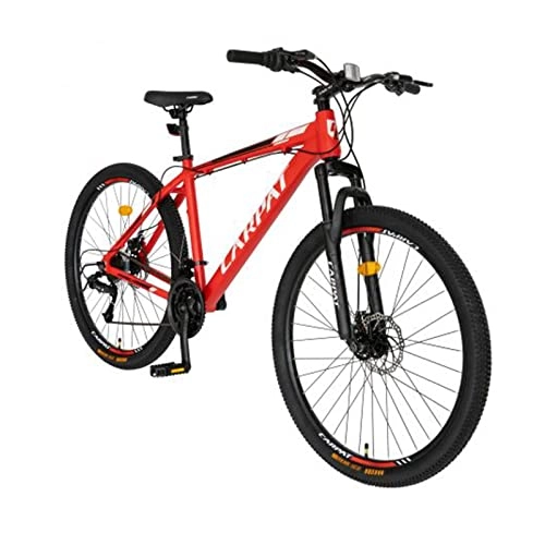 Mountain Bike : GYP Adult Mountain Bike 27.5" Wheels Men's / Women's 18" Aluminum Frame w / Spring Suspension w / Impact Protected Hydraulic Disc Brakes for Rough Terrain (Color : Red)