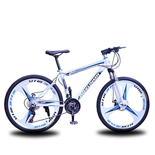 Mountain Bike : HAOHAOWU 24 Speed Mountain Bike, 26 Inches 3-Spoke Wheels MTB Dual Suspension Off-Road Speed Alloy Frame Dual Disc Brake Bicycle, Blue