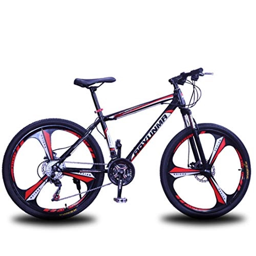 Mountain Bike : HAOHAOWU 24 Speed Mountain Bike, 26 Inches 3-Spoke Wheels MTB Dual Suspension Off-Road Speed Alloy Frame Dual Disc Brake Bicycle, Red