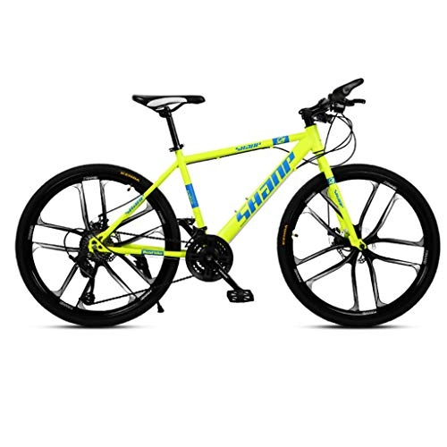 Mountain Bike : HAOHAOWU Road Bike, 30 Speed Gears Bicycle Dual Disc Brake Bike 700C Wheels Road Off-Road Speed Alloy Frame 26 Inches Wheels Cruiser Bikes, Yellow