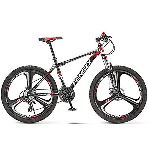 Mountain Bike : HAOYF 24 / 26 Inch Mountain Bike for Womens / Mens, 21 / 24 / 27 / 30 Speed Double Disc Brake Cruiser Bicycle, Lightweight High-Carbon Steel Frame, Aluminum Alloy Wheels, Red, 26 Inch 24 Speed