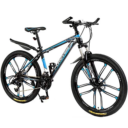Mountain Bike : HAOYF Mens Mountain Bike Adult MTB, 24 / 26 Inch Wheels, 21 / 24 / 27 / 30 Speed Hardtail Mountain Bikes, Dual Disc Brakes, Front Suspension High-Carbon Steel MTB, Blue, 26 Inch 24 Speed