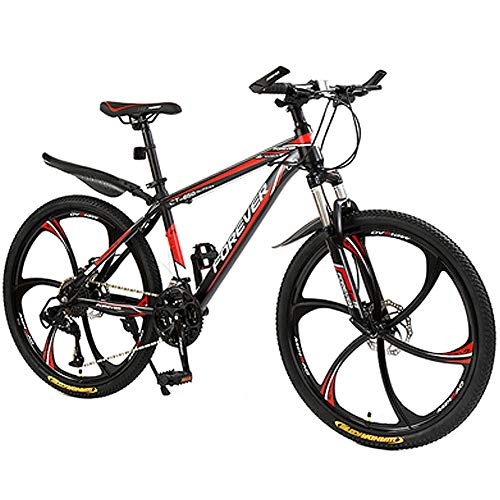 Mountain Bike : HAOYF Mountain Bike 24 / 26 Inch Bicycle Adult, 21 / 24 / 27 / 30 Speed Student Outdoors Sport Cycling Road Bikes Exercise Bikes Hardtail Mountain Bikes with Disc Brakes, Red, 24 Inch 24 Speed