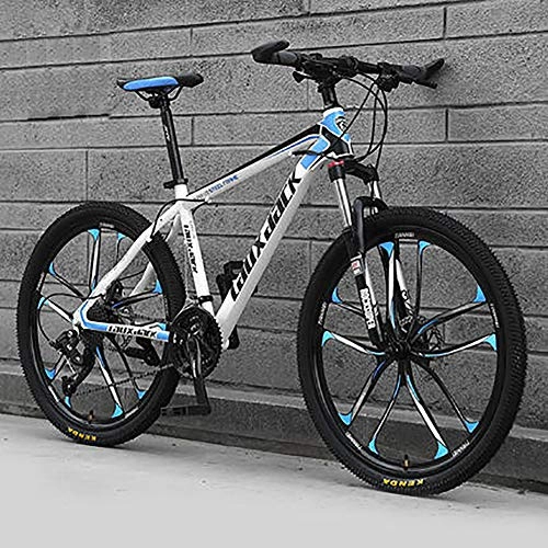 Mountain Bike : HAOYF Mountain Bike Adult 24 / 26 Inch, 21-30 Speed All Terrain 10-Spoke Stylish Rims Road Bike Mens Mountain Bike, Dual Disc Brakes High Carbon Steel Student Mountain Bike, Blue, 26 Inch 21 Speed