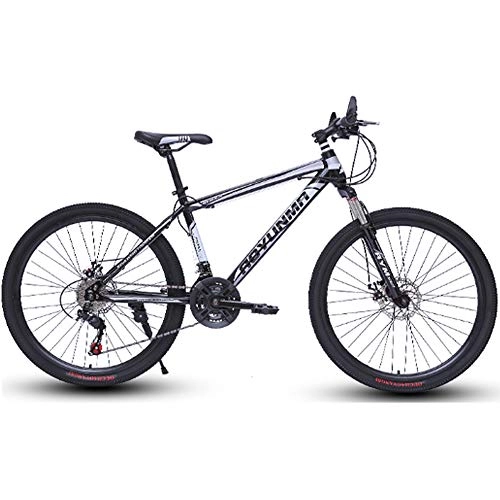 Mountain Bike : HAOYF Mountain Bikes, 24 / 26 Inch 21 / 24 / 27 / 30 Speed Bikes, Hard Tail Mountain Bikes, Men's And Women's Dual Disc Brakes Bicycle High Carbon Steel Off Road Bicycles, Black, 26 Inch 24 Speed