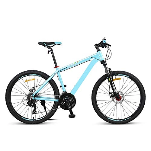 Mountain Bike : haozai Adult Mountain Bike, Aluminum Alloy Frame, Double Disc Brakes Front And Rear With Shock Absorber Function, Adjustable Seat, 27 Speed Gears Bicycle Full Suspension Frame Mountain Bicycle