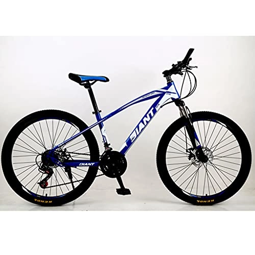 Mountain Bike : Hardtail Mountain Bike 26 Inch 21 Speed, High Carbon Steel Frame, Double Disc Brake, Front Suspension Anti-Slip Bicycle MTB for Adult, Blue