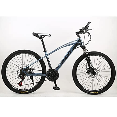Mountain Bike : Hardtail Mountain Bike 26 Inch 21 Speed, High Carbon Steel Frame, Double Disc Brake, Front Suspension Anti-Slip Bicycle MTB for Adult, Gray