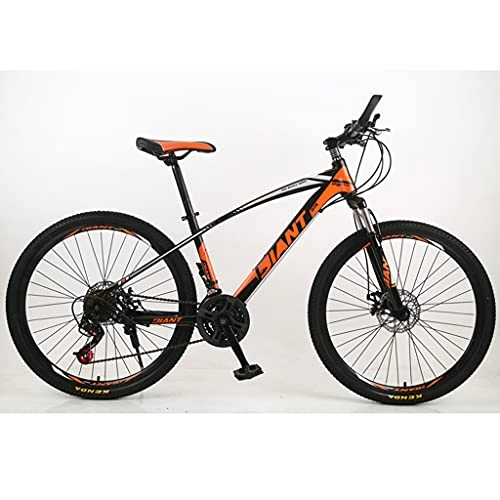 Mountain Bike : Hardtail Mountain Bike 26 Inch 21 Speed, High Carbon Steel Frame, Double Disc Brake, Front Suspension Anti-Slip Bicycle MTB for Adult, Orange