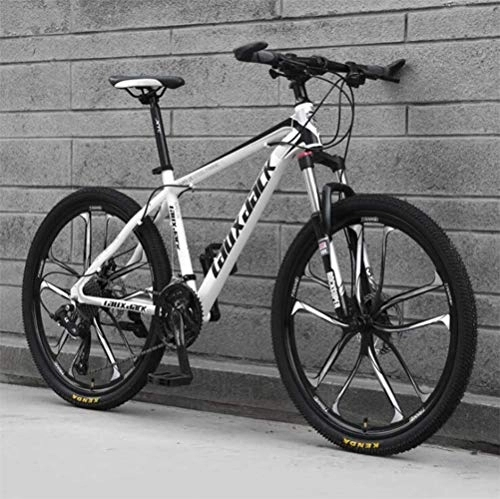 Mountain Bike : Hardtail Mountain Bikes, 26 Inch High-carbon Steel Dual Disc Brakes Bicycle Adults (Color : White black, Size : 30 speed)