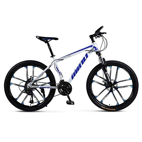 Mountain Bike : Hardtail Mountain Bikes, 26 Inch Sports Leisure Road Bikes Boys' Cycling Bicycle (Color : White blue, Size : 30 speed)