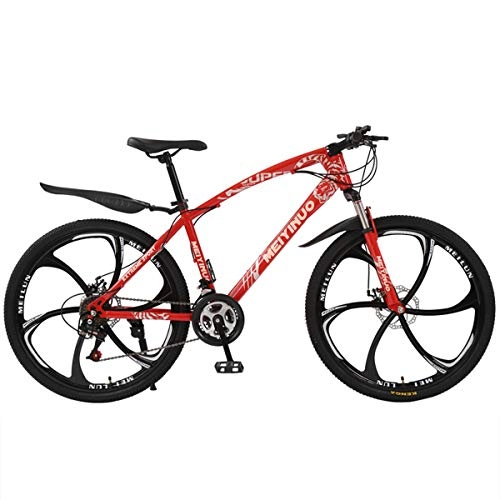 Mountain Bike : Hardtail Mountain Bikes for Men Women, High Carbon Steel 26 Inch MTB Double Disc Brake, 27 Speed Outroad Bicycles Adjustable Seat, 6 Cutter Wheel