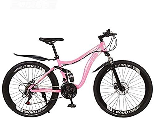 Mountain Bike : HCMNME durable bicycle 26 Inch Mountain Bike Bicycle, Full Suspension High Carbon Steel Frame MTB Bike with Adjustable Seat, PVC Pedals And Mountain Tires, Double Disc Brake Alloy frame with Dis