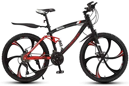 Mountain Bike : HCMNME durable bicycle Adult Mens 26 Inch Mountain Bike, Student Double Disc Brake City Bicycle, High-Carbon Steel Snow Bikes, Magnesium Alloy Integrated Wheels Alloy frame with Disc Brakes