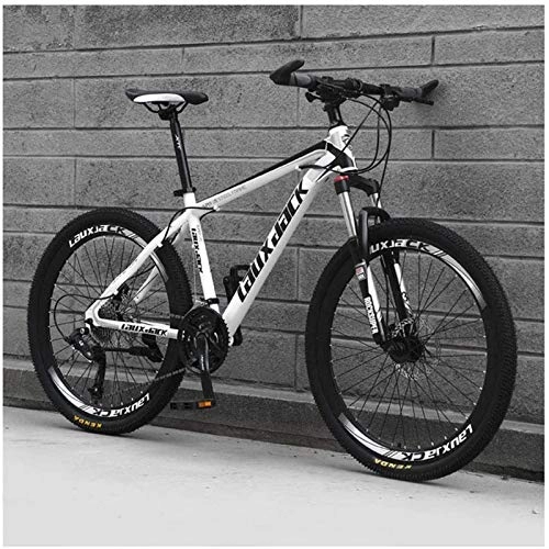 Mountain Bike : HCMNME durable bicycle, Outdoor sports 26" Front Suspension Variable Speed HighCarbon Steel Mountain Bike Suitable for Teenagers Aged 16+ 3 Colors, White Outdoor sports Mountain Bike Alloy frame