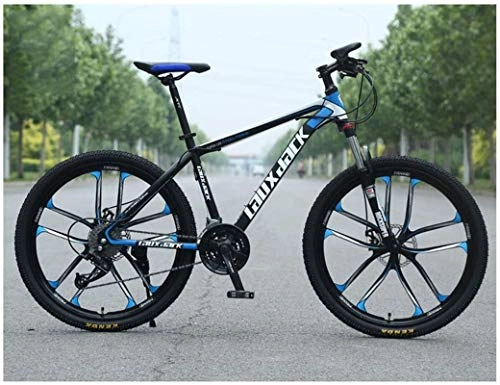 Mountain Bike : HCMNME durable bicycle, Outdoor sports Unisex 27Speed FrontSuspension Mountain Bike, 17Inch Frame, 26Inch 10 Spoke Wheels with Dual Disc Brakes, Black Outdoor sports Mountain Bike Alloy frame wit