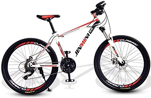 Mountain Bike : HCMNME Mountain Bikes, 24 inch mountain bike adult men and women variable speed mobility bicycle 40 cutter wheels Alloy frame with Disc Brakes (Color : White Red, Size : 21 speed)