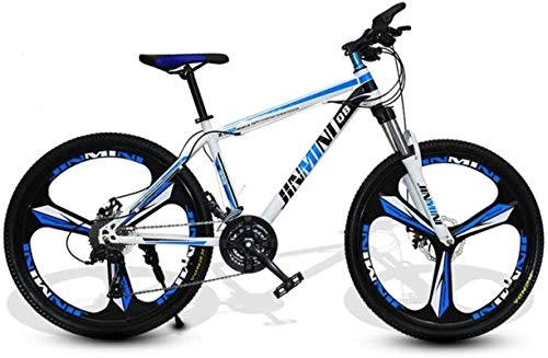 Mountain Bike : HCMNME Mountain Bikes, 24 inch mountain bike adult men and women variable speed transportation bicycle three-knife wheel Alloy frame with Disc Brakes (Color : White blue, Size : 24 speed)