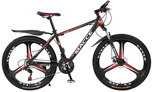 Mountain Bike : HCMNME Mountain Bikes, 24 inch mountain bike bicycle male and female adult variable speed three-wheeled shock-absorbing bicycle Alloy frame with Disc Brakes (Color : Black red, Size : 21 speed)