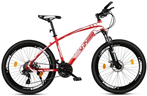 Mountain Bike : HCMNME Mountain Bikes, 24 inch mountain bike male and female adult super light racing light bicycle spoke wheel Alloy frame with Disc Brakes (Color : Red, Size : 27 speed)