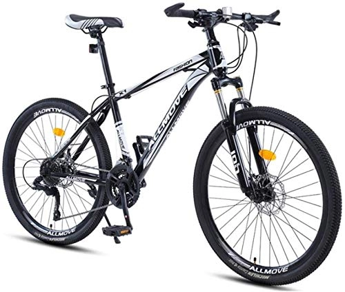 Mountain Bike : HCMNME Mountain Bikes, 24 inch mountain bike male and female adult variable speed racing ultra-light bicycle 40 cutter wheels Alloy frame with Disc Brakes (Color : Black and white, Size : 21 speed)