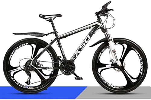 Mountain Bike : HCMNME Mountain Bikes, 26 inch mountain bike adult men and women variable speed light road racing three-knife wheel No. 1 Alloy frame with Disc Brakes (Color : Black and white, Size : 24 speed)