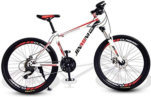 Mountain Bike : HCMNME Mountain Bikes, 26 inch mountain bike adult men and women variable speed mobility bicycle 40 cutter wheels Alloy frame with Disc Brakes (Color : White Red, Size : 21 speed)