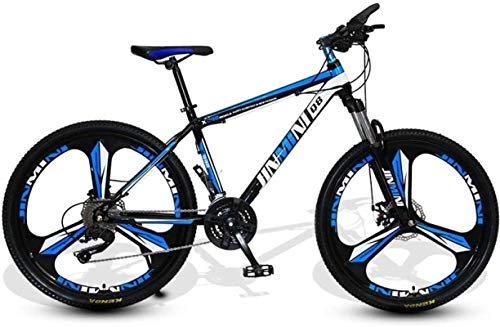 Mountain Bike : HCMNME Mountain Bikes, 26 inch mountain bike adult men's and women's variable speed travel bicycle three-knife wheel Alloy frame with Disc Brakes (Color : Black blue, Size : 21 speed)