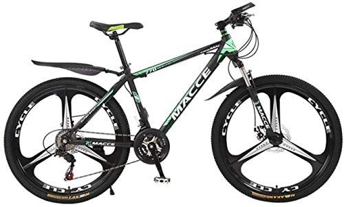 Mountain Bike : HCMNME Mountain Bikes, 26 inch mountain bike bicycle male and female adult variable speed three-wheeled shock-absorbing bicycle Alloy frame with Disc Brakes (Color : Dark green, Size : 24 speed)