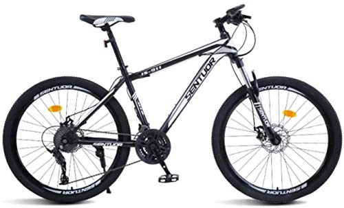 Mountain Bike : HCMNME Mountain Bikes, 26 inch mountain bike cross-country variable speed racing light bicycle 40 cutter wheels Alloy frame with Disc Brakes (Color : Black and white, Size : 21 speed)