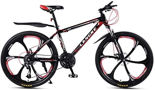 Mountain Bike : HCMNME Mountain Bikes, 26 inch mountain bike variable speed male and female mobility six-wheel bicycle Alloy frame with Disc Brakes (Color : Black red, Size : 21 speed)