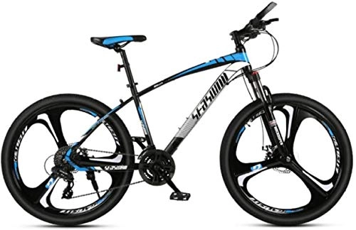 Mountain Bike : HCMNME Mountain Bikes, 27.5 inch mountain bike men's and women's adult ultralight racing light bicycle tri-cutter No. 1 Alloy frame with Disc Brakes (Color : Black blue, Size : 21 speed)