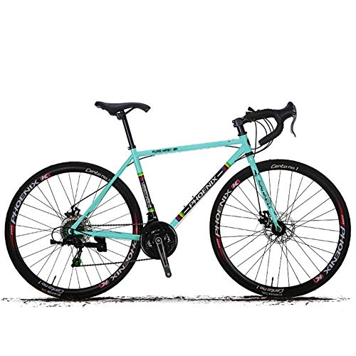 Mountain Bike : HECHEN 700C bicycle - 21 speed road bike disc brakes - curved road sports car male and female students racing, A
