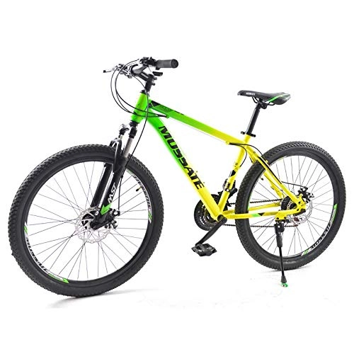 Mountain Bike : Heinside Simple 26 inch adult bicycle newest 21-speed mountain bike male and female youth shock absorption variable speed mountain bike 26 * 2.125 Durable (Color : 8099 green yellow, Size : 21)