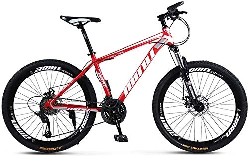 Mountain Bike : Hensdd Adult Mountain Bike, 26 Inch 21-Speed Mountain Bike, Double Disc Brake Damping Speed Mountain Bike All-In-One Bicycle (Color : Red, Size : 21 speed)