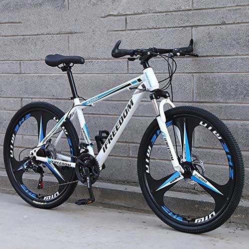 Mountain Bike : Hensdd Adult Mountain Bike, 26 Inch Wheels, 4 Kinds Speeds Variable Sspeed Dual Disc Brakes Mountain Bicycle, Blue, 26in21speed
