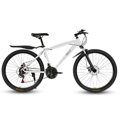 Mountain Bike : HESNDzxc Bicycles for Adults 24 / 26-Inch Mountain Bicycle Speed Change Double Disc Brake Spoked Wheel Student Adult Shock Absorption Cross-Country Bike (Color : Ultimate White, Size : 21speed)