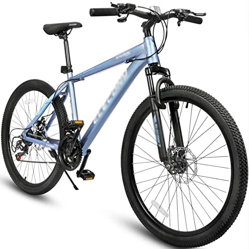 Mountain Bike : HESNDzxc Bicycles for Adults Disc Brake Aluminum Frame Mountain Bikes for Adults Puncture Protection Wheel Suspension Fork Bicycle Stock (Color : Blue)