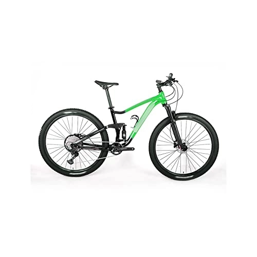 Mountain Bike : HESNDzxc Bicycles for Adults Full Suspension Aluminum Alloy Bike Mountain Bike (Color : Green, Size : Large)
