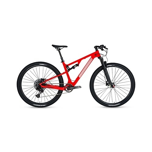 Mountain Bike : HESNDzxc Bicycles for Adults T Mountain Bike Full Suspension Mountain Bike Dual Suspension Mountain Bike Bike Men (Color : Red, Size : Medium)